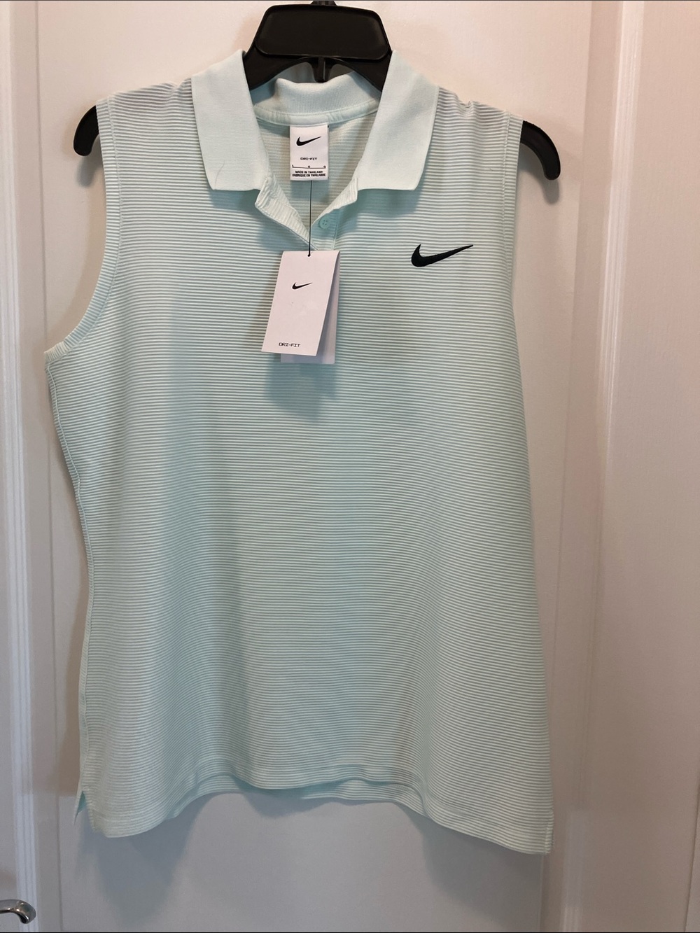 NET Nike Women’s Sleeveless Golf Polo Tank in Mint with Black Swoosh